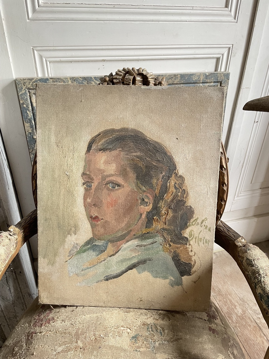 Portrait Of A Young Girl, Oil On Canvas-photo-4