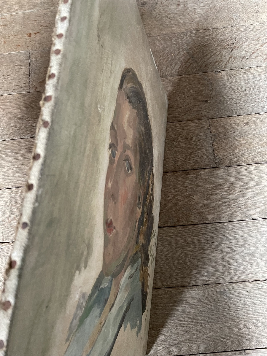Portrait Of A Young Girl, Oil On Canvas-photo-1