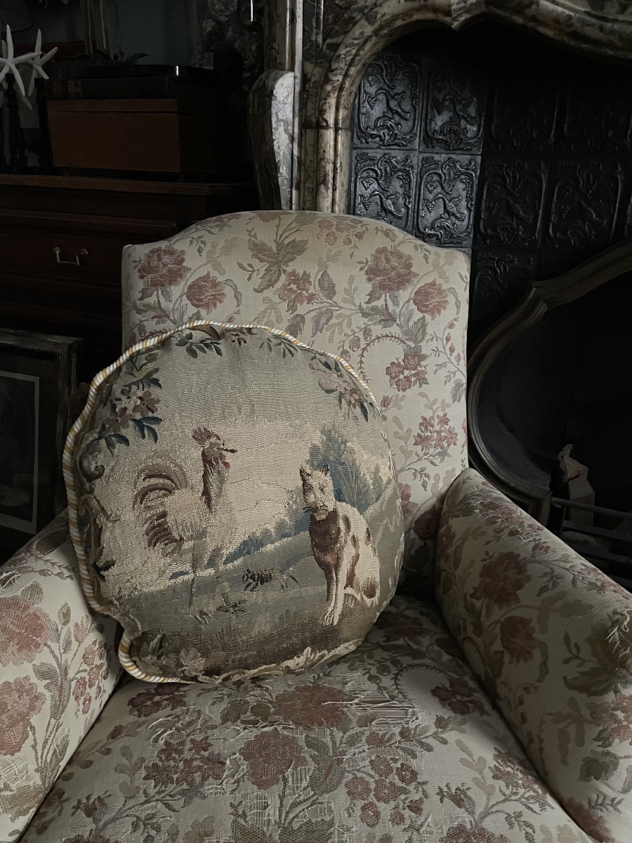 Aubusson Cushion, La Fontaine's Fable -photo-2
