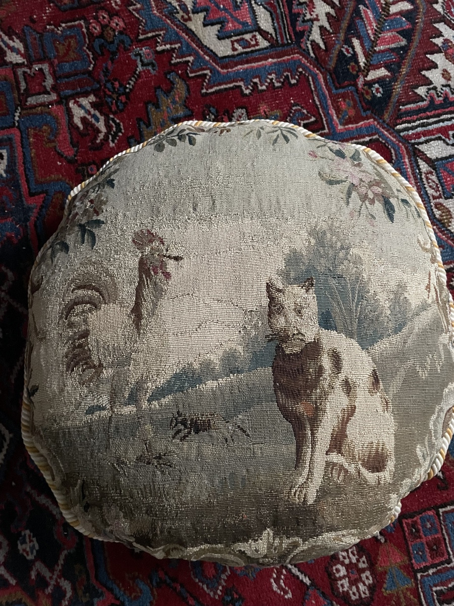 Aubusson Cushion, La Fontaine's Fable -photo-3