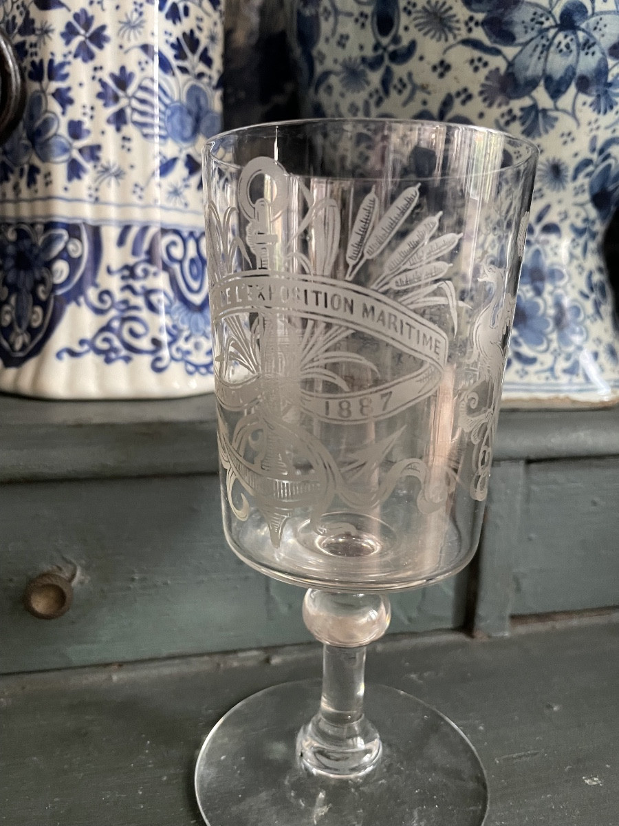 Crystal Glass From The Exhibitions Of Le Havre 1887-photo-2