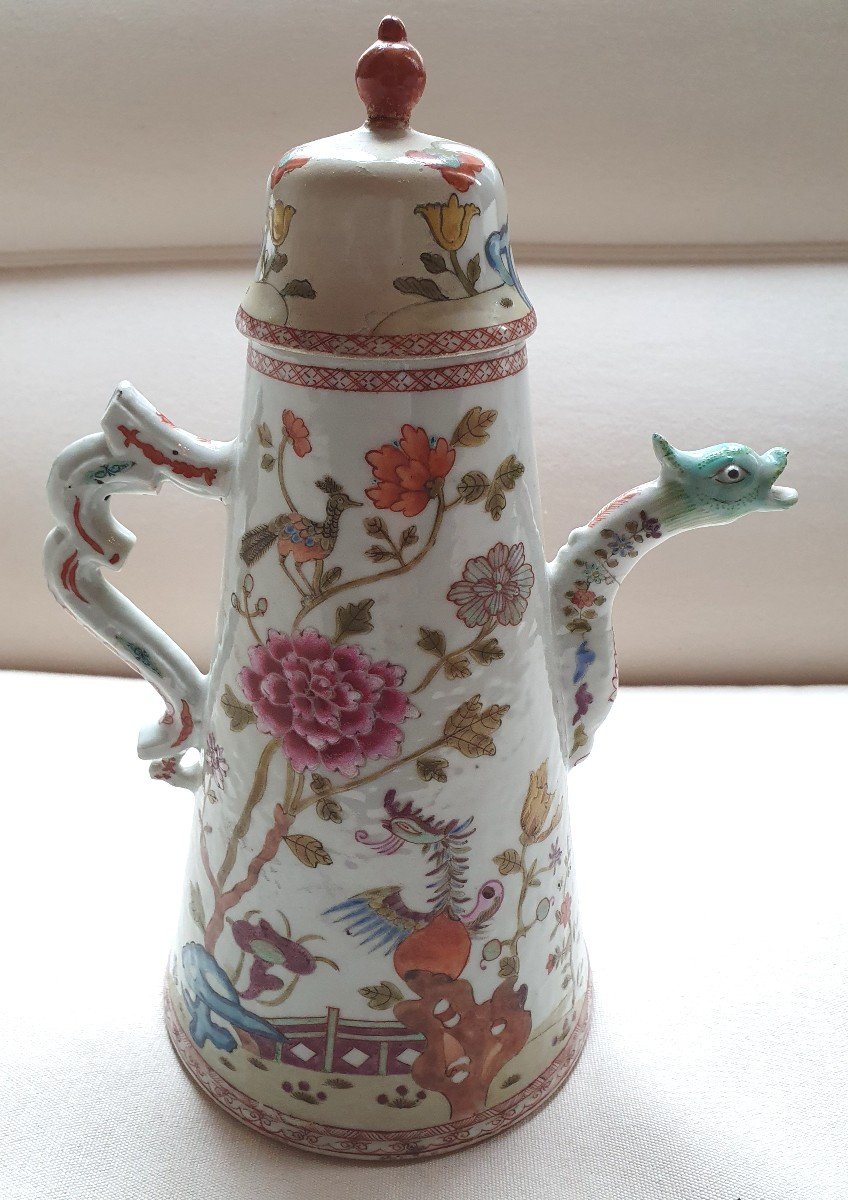 Famille Rose Coffee-pot And Cover Ca 1740-photo-1