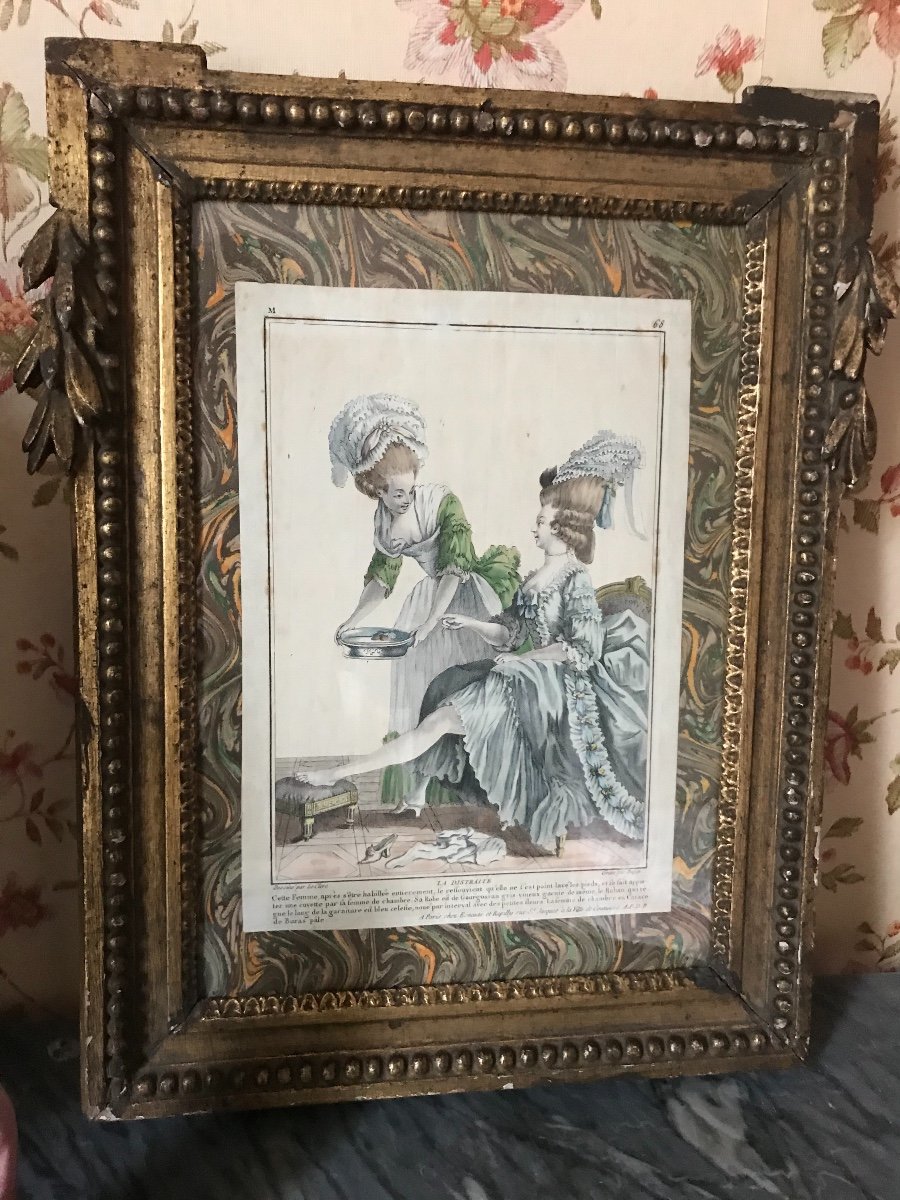 Louis XVI Period Frame With 'toilette De Dame' Print