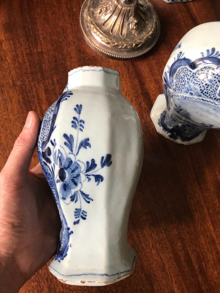 Couple Of Delft Vases With Countryside Landscape-photo-3