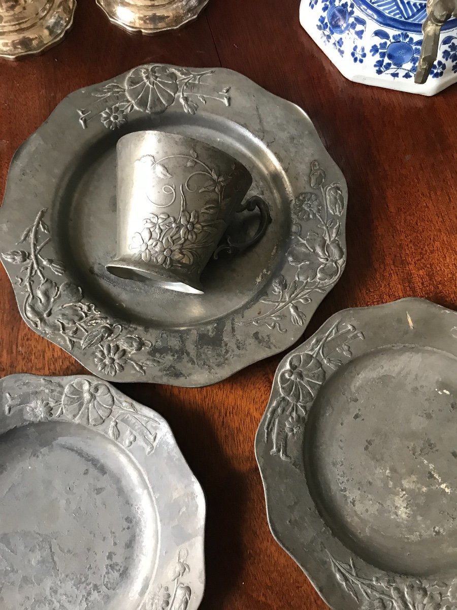 Art Nouveau Pewter Plates-photo-3