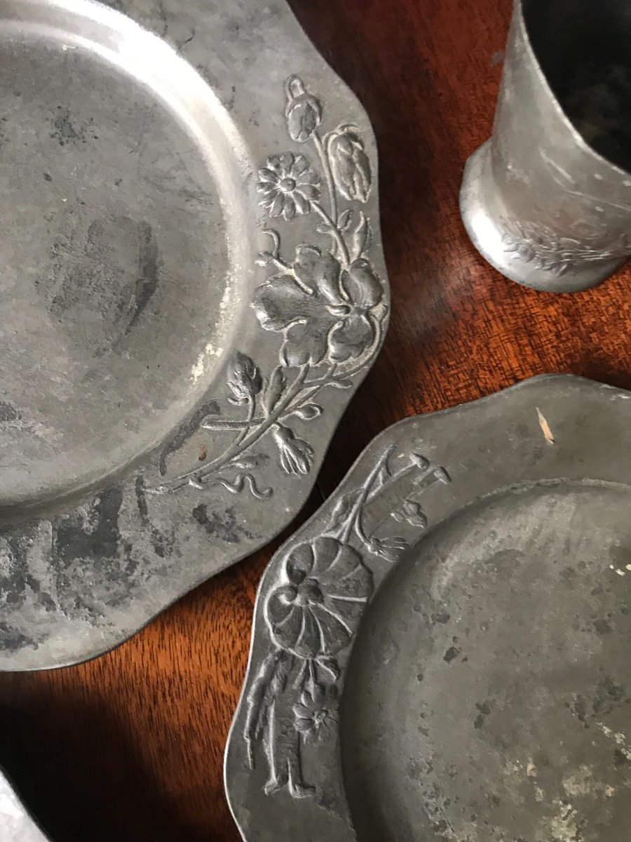 Art Nouveau Pewter Plates-photo-4