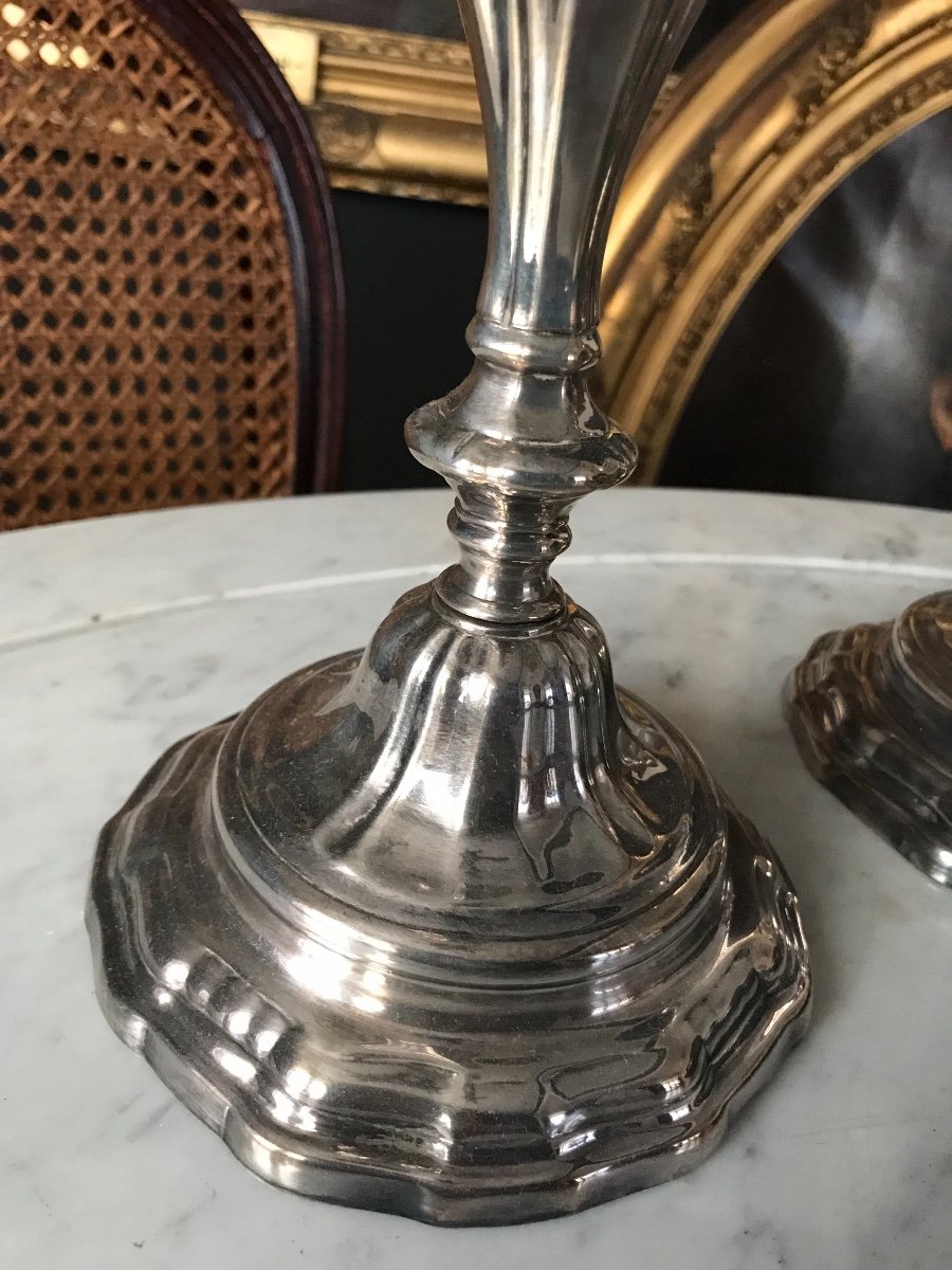 Two Louis XV Style Silverware Candlesticks-photo-2