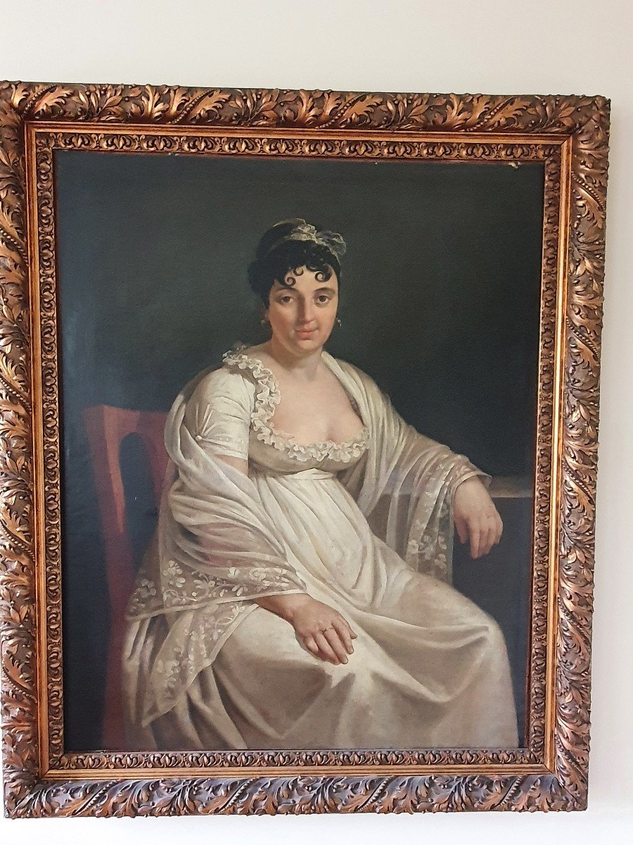 Large Oil Painting Of An Empire Lady-photo-3