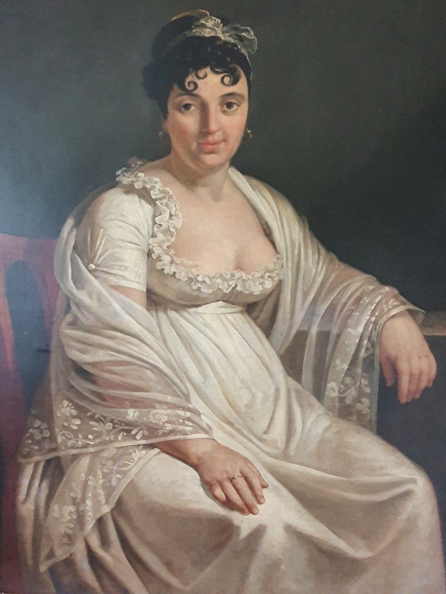 Large Oil Painting Of An Empire Lady