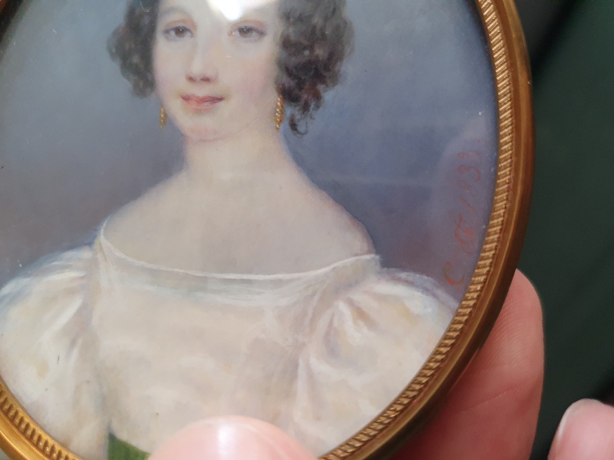 Miniature Of Lady Of Quality On Ivory 1833 Signed Cf-photo-3