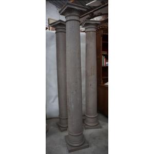 Lot Of Gray Marble Columns 19th