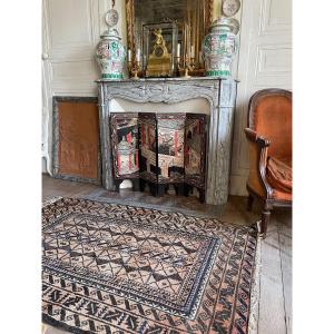Beautiful Old Oriental Carpet Geometric Pattern