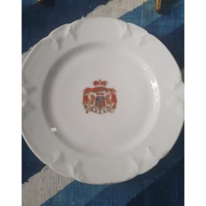 Armored Porcelain Plate Ducal Or Princely Coat Of Arms