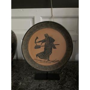 Greek Plate On Metal Base 