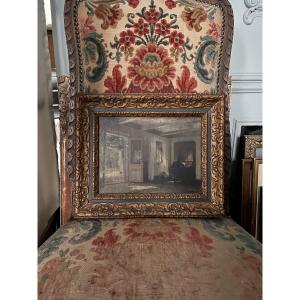 Danish Interior Scene, Reproduction On Wood
