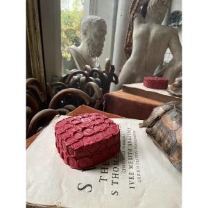 Red Lacquered Box With Coat Of Arms