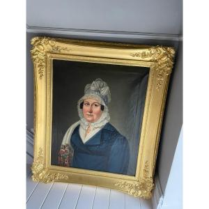 Portrait de Dame Huile Sur Toile 1817