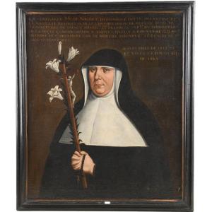 17th Century Portrait Of Nun With Crucifix