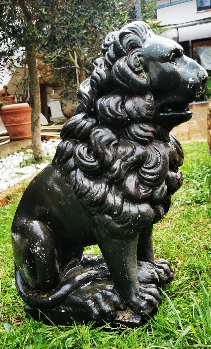Pair Of Sitting Lions-photo-4