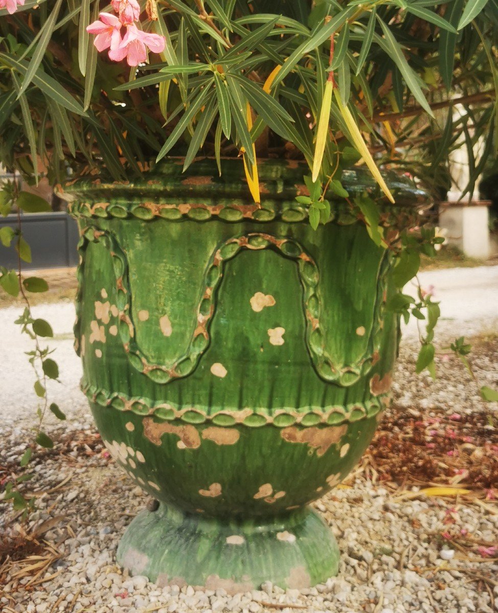 Pair Of Large Glazed Terracotta Vases-photo-4