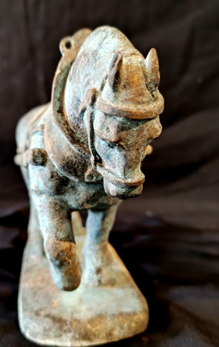 Bronze Animalier Cheval De Trait -photo-3