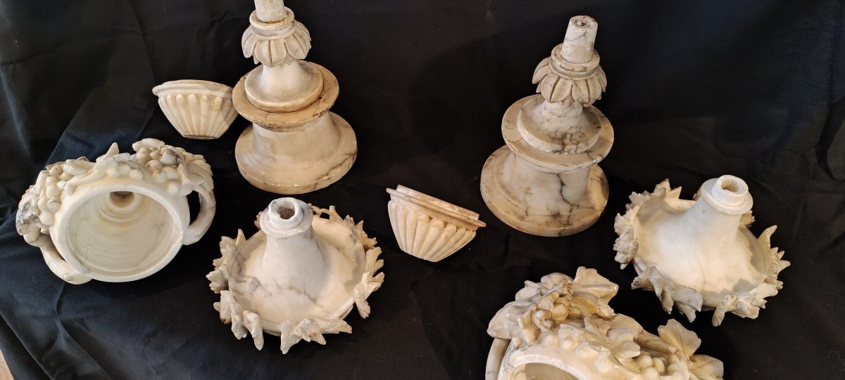 Pair Of Alabaster Urns -photo-3