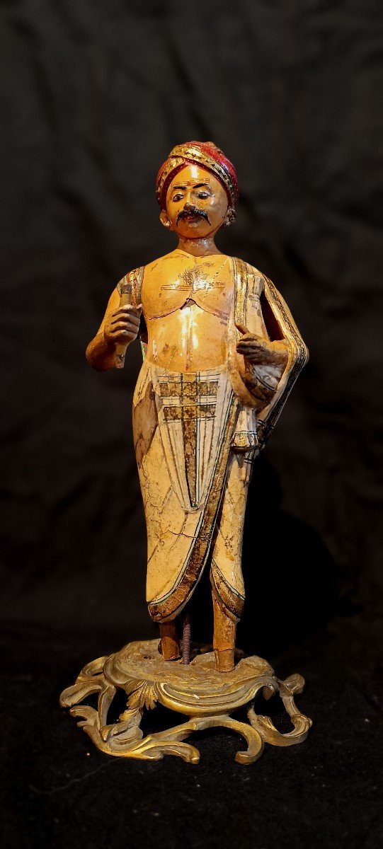 Figurine Indienne Bois Sculpté-photo-1