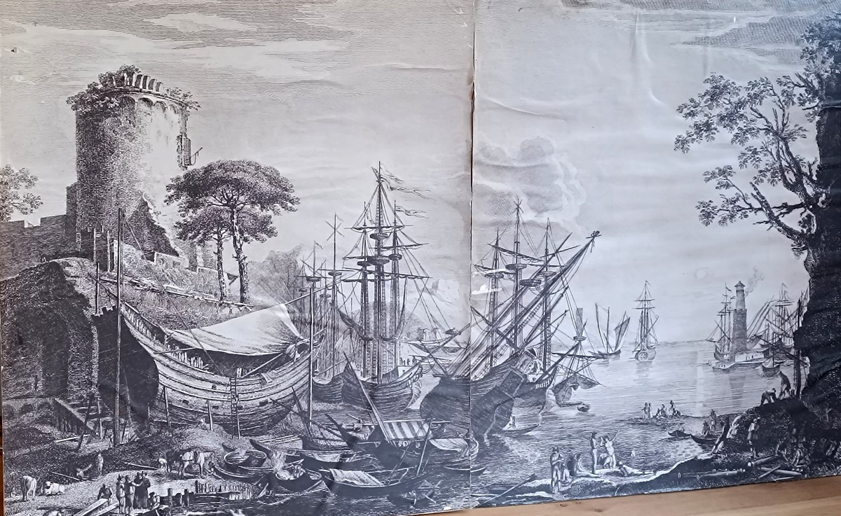 Paire de grands panneaux en papier sur bois-photo-3