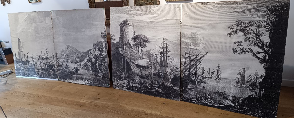 Paire de grands panneaux en papier sur bois-photo-3