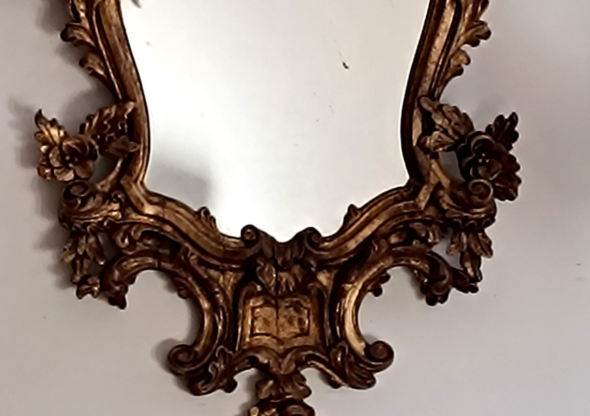 Miroir XIX eme  de forme violon bois doré-photo-4