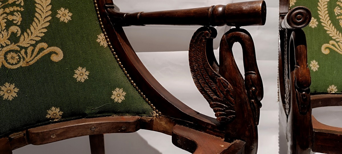 Pair Of Empire Style Gondola Armchairs,-photo-2