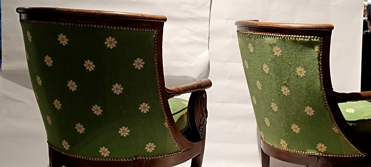 Pair Of Empire Style Gondola Armchairs,-photo-4
