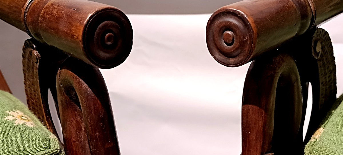 Pair Of Empire Style Gondola Armchairs,-photo-1