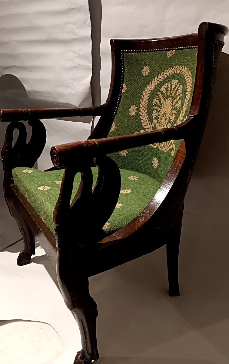 Pair Of Empire Style Gondola Armchairs,-photo-2