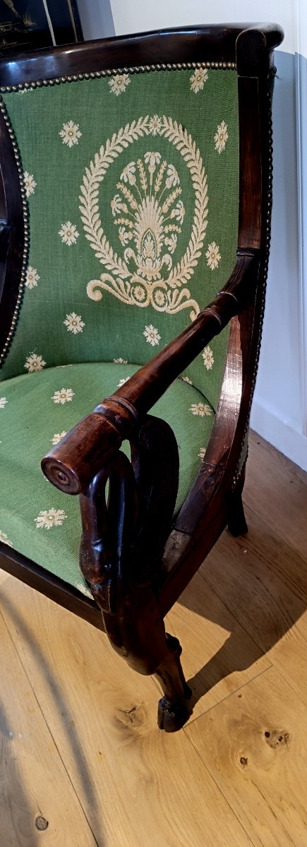 Pair Of Empire Style Gondola Armchairs,-photo-4