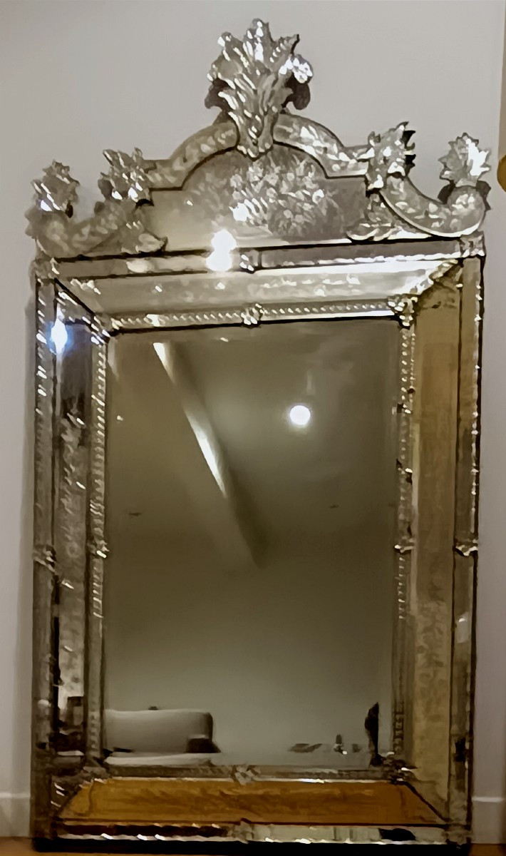 Grand miroir en verre de Venise 