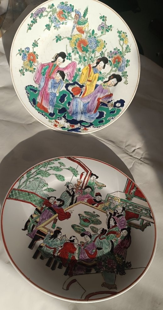 Paire d assiettes en porcelaine chinoise XX eme -photo-3