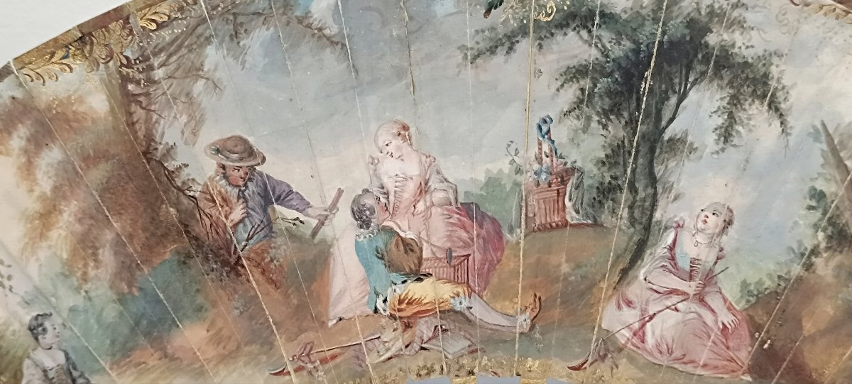 Eventail  fin XVIII Louis XVI-photo-2