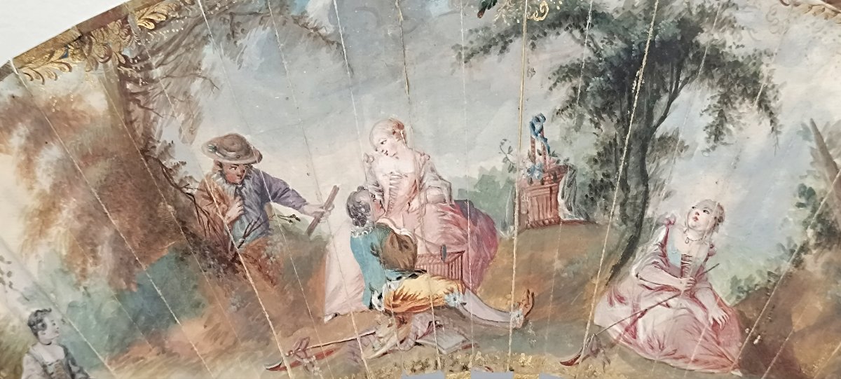 Eventail  fin XVIII Louis XVI-photo-2
