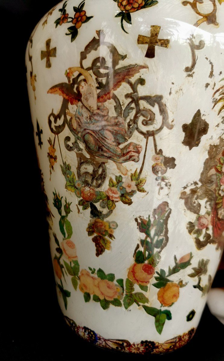Paire De Vases Couverts  arte povera  Verrerie XIX Eme-photo-1