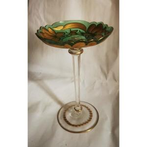 Coupe  Verre  émaillé  Sur Pied