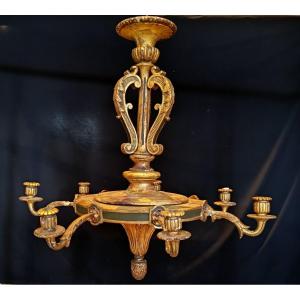 Golden Wood Chandelier