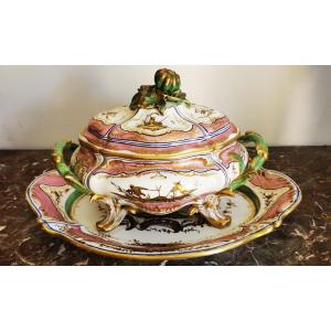 Large Polychrome Porcelain Tureen