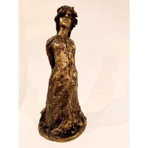 Sculture En Bronze  Jeune Femme Signé Uzac