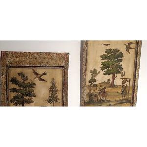 Pair Of 18th Century Arte Povera Wood Panels