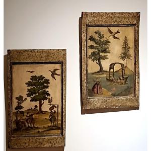 Pair Of 18th Century Arte Povera Wood Panels