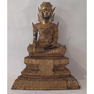 Bouddha bronze doré  34  cm haut  Thaillande 