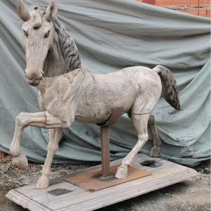 Wooden Horse Carved In The Mass