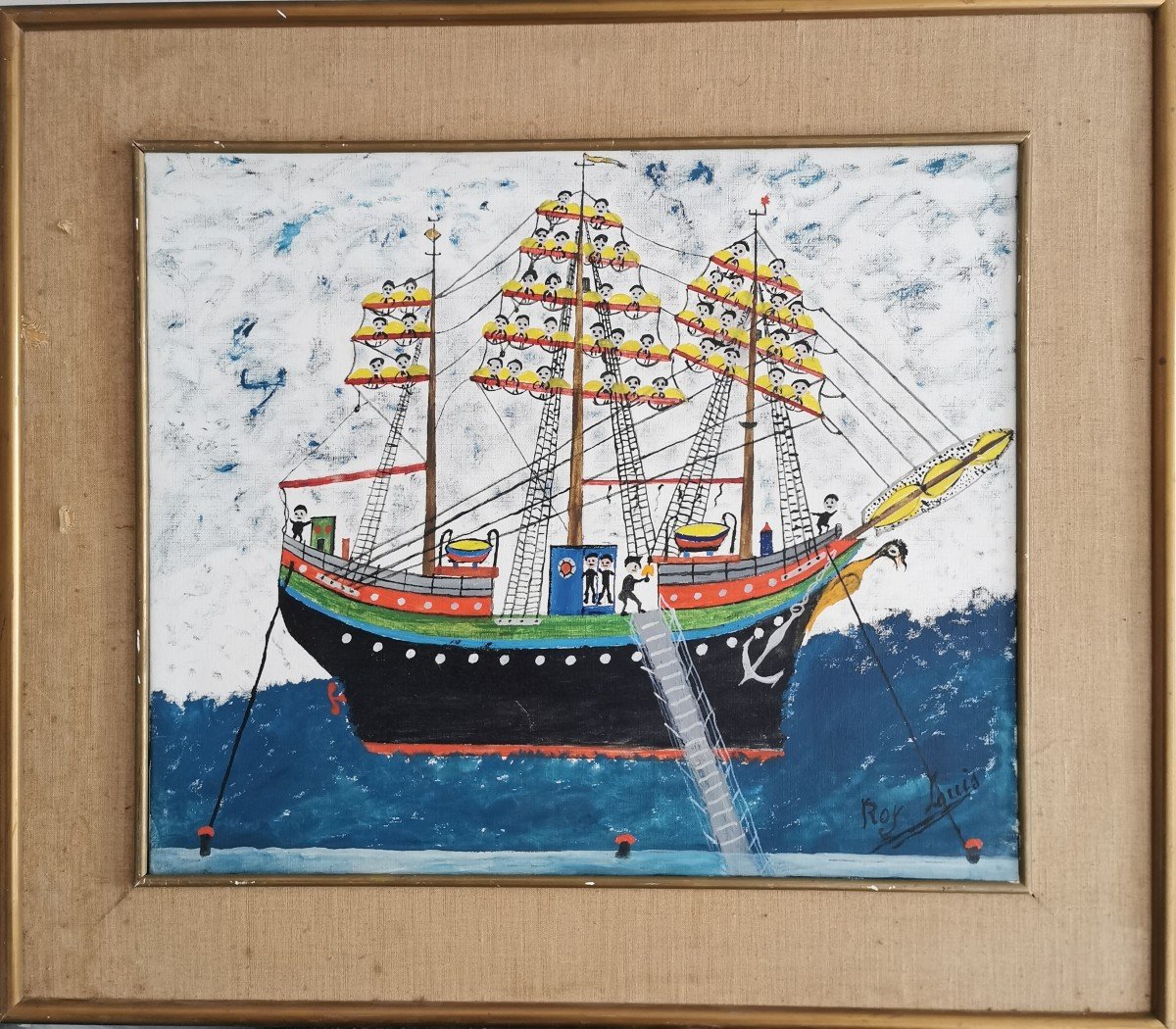 Huile Sur Toile " Les Gars De La Marine" Par Louis Roy 1891/1979