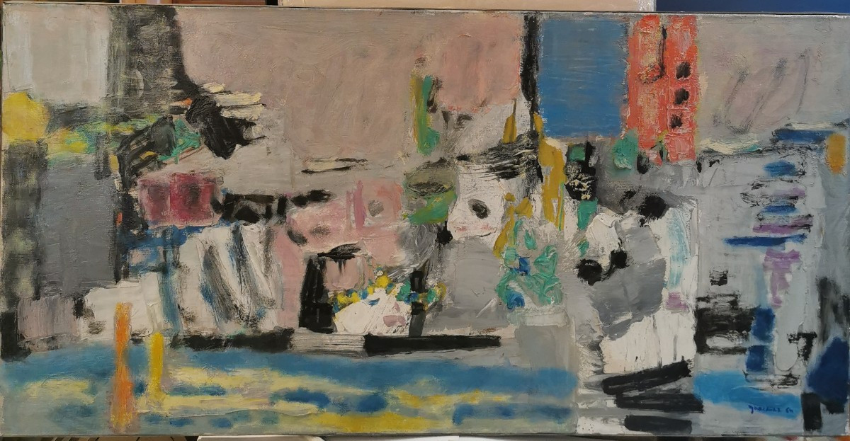 Gerardiaz, huile sur toile port. 